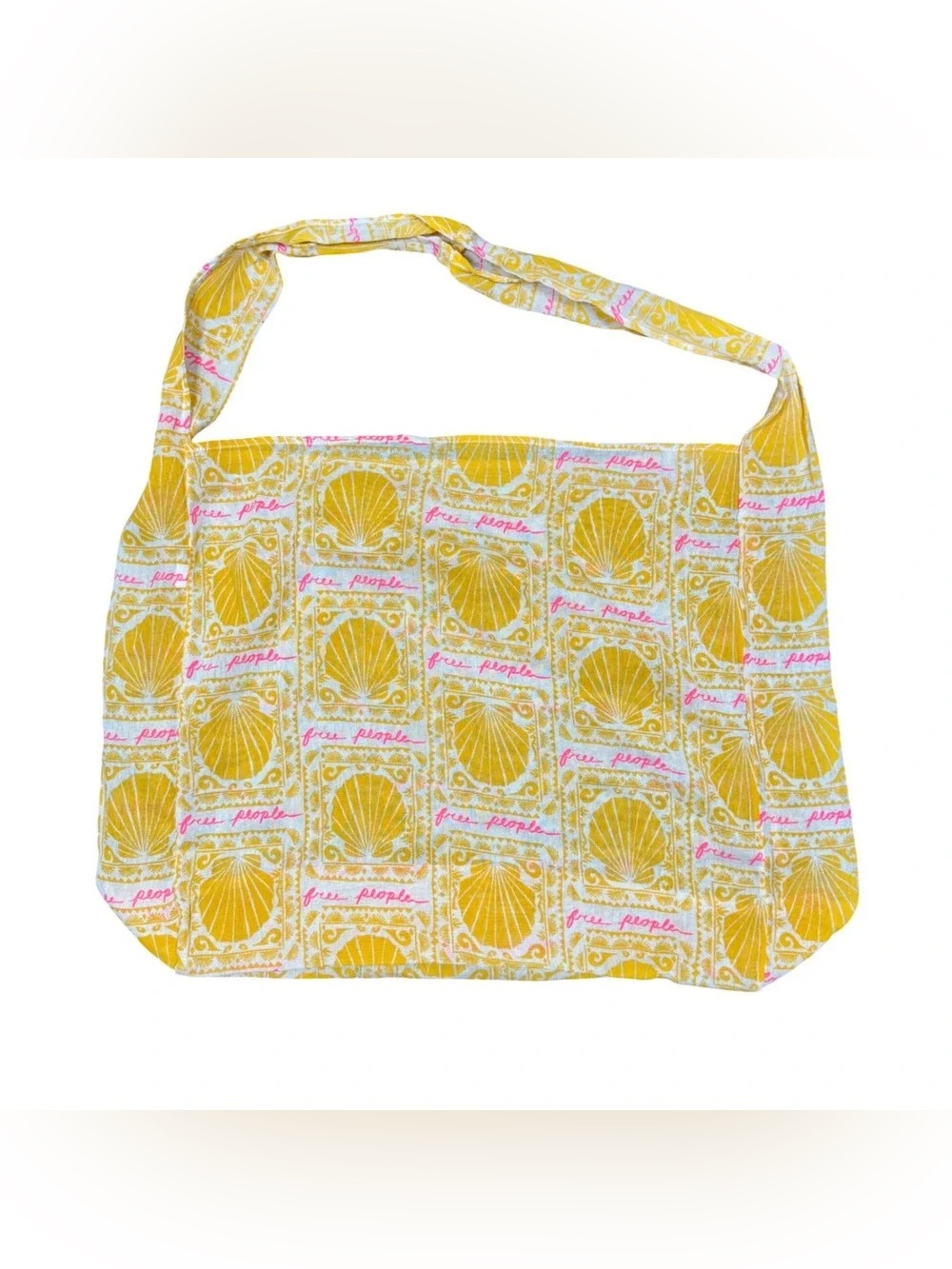 Free People Yellow Shell-Print Canvas Shoulder Bag